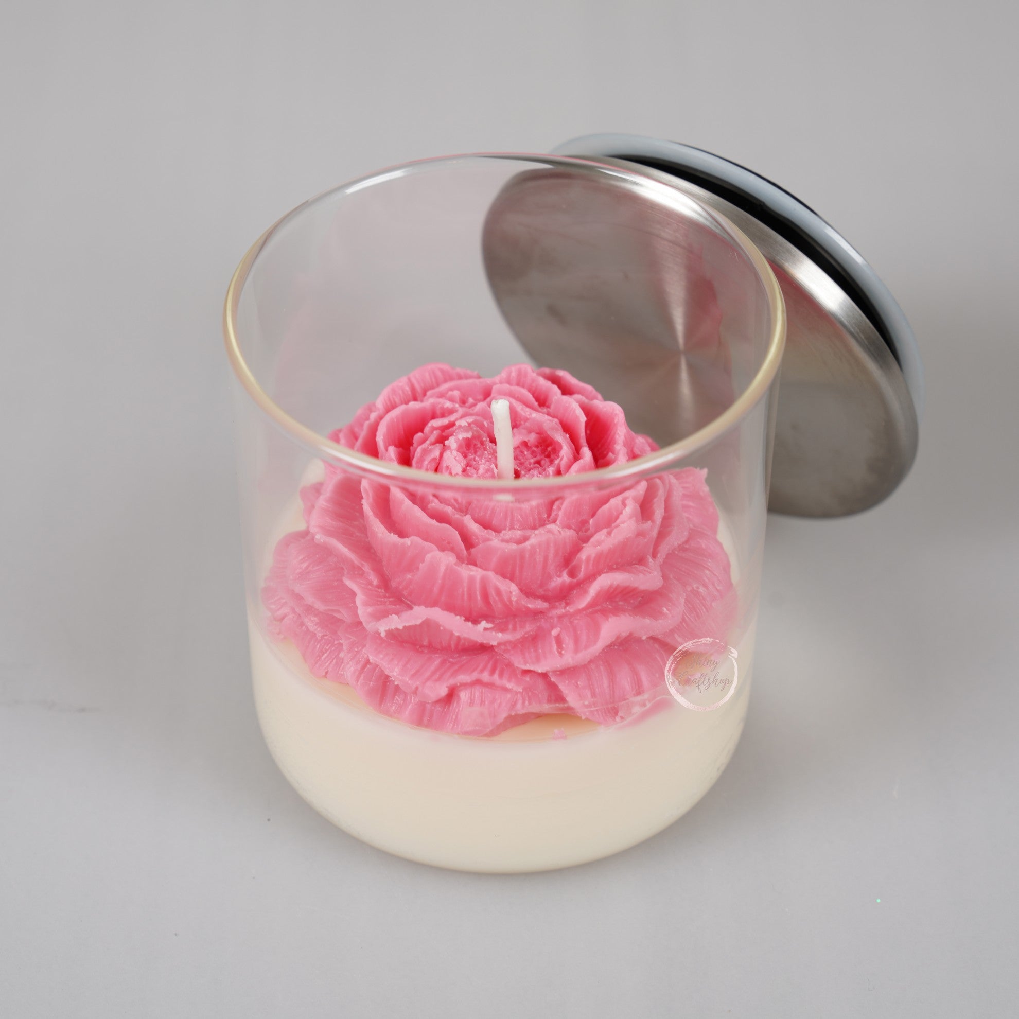 Ароматна свещ.- Цвете в буркан-Shiny Candles - Shiny Craftshop