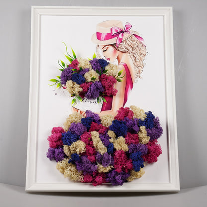 Рамка с жена и рокля от скандинавски мъх - Shiny Craftshop